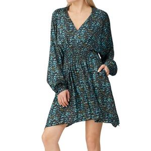 ALLSAINTS Nichola Plume Dress, Teal, Size Large (L)